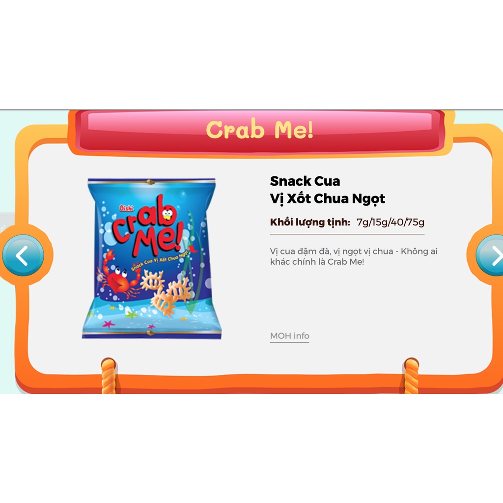 Bim Bim Snack Cua Vị Xốt Chua Ngọt Oishi 45g