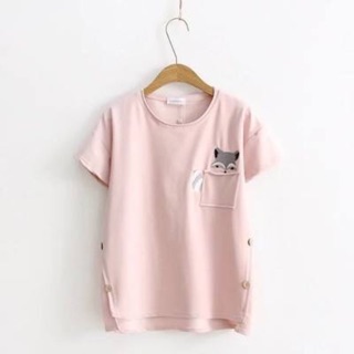 Áo thun nữ thêu hình cáo