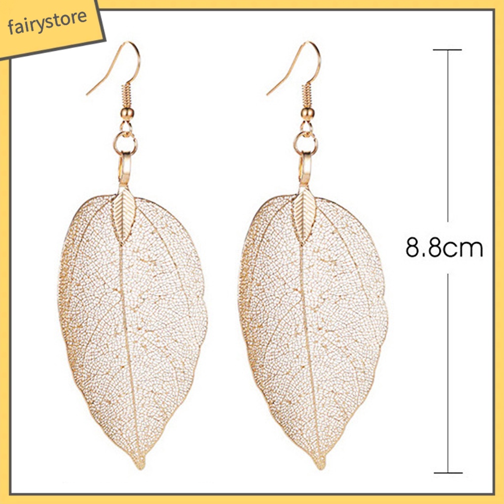 Khuyên tai nữ thiết kế hình lá cây phong cách retro thời trang