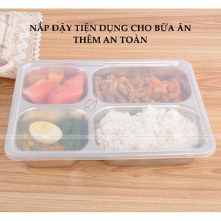 Khay Cơm Phần 4 5 Ngăn INOX Có Nắp Cao Cấp