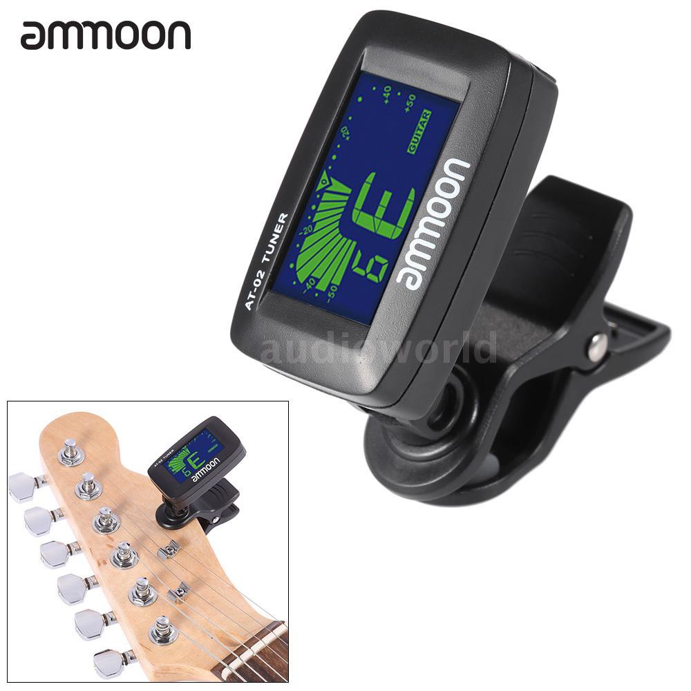 AIDO♦ammoon AT-02 Electric Tuner Clip-on Three Colors Backlit Screen for Guitar Chromatic Bass Ukule