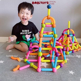 Bộ xếp hình nam châm, lắp ghép thanh nam châm 36 42 64 chi tiết cho bé thỏa sức sáng tạo