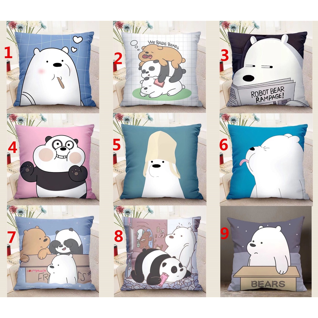 Cá Tuyết 60X60,50X50,45X45,40X40.Vỏ Gối Vuông In Hình Gấu Bolster Dễ Thương Trang Trí Nhà Cửa