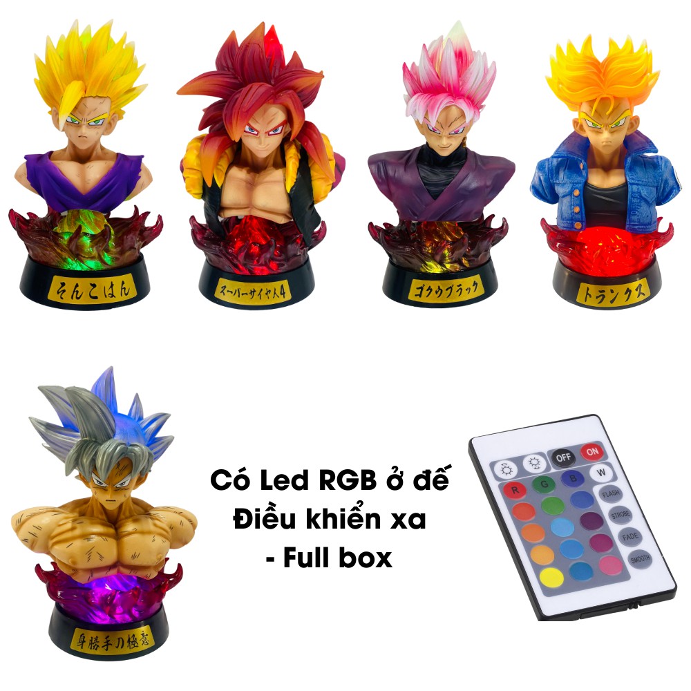 Mô hình Dragon Ball SonGoku , SonGohan , Gogeta , Trunks bán thân + có led cao 16-18cm , figure 7 viên ngọc rồng sogoku