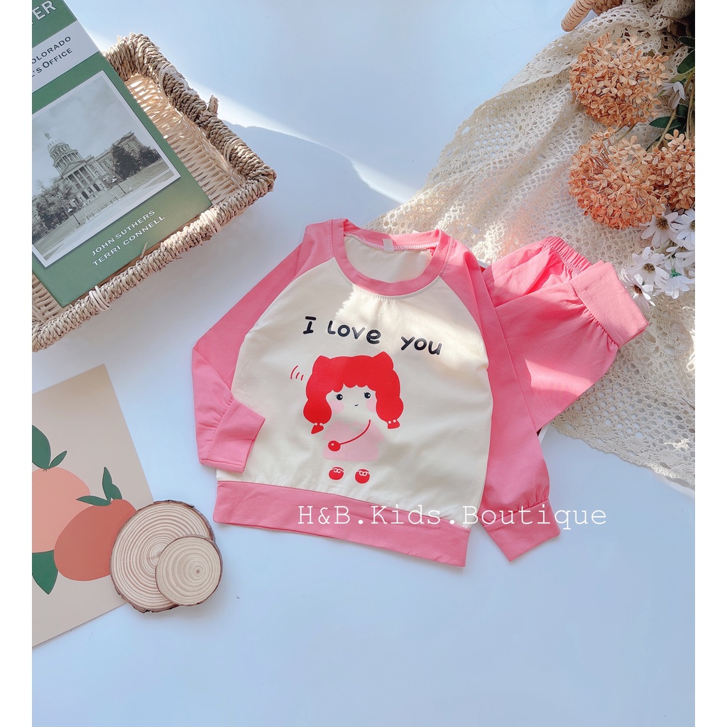 Bộ cotton ngựa poni dài tay bé gái