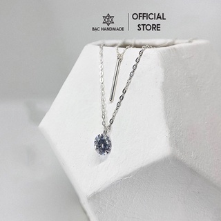 Dây chuyên nữ Bạc Handmade.Vòng cổ nữ đôi đá trắng bạc nguyên chất-Bạc Handmade