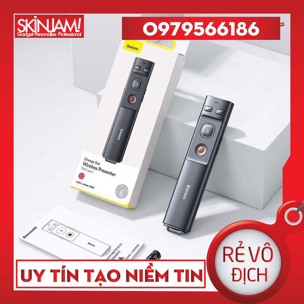 Bút Laser trình chiếu Baseus Orange Dot Wireless Presenter cho Laptop/ Macbook (100m. 2.4Ghz USB/Type C Receiver) | WebRaoVat - webraovat.net.vn