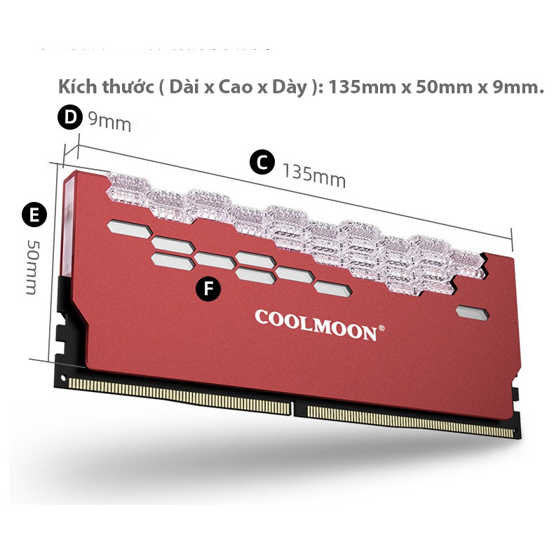 Tản nhiệt Ram CoolMoon RA-2, Led 5V-ARGB, Led đồng bộ Mainboard hoặc Hub CoolMoon.