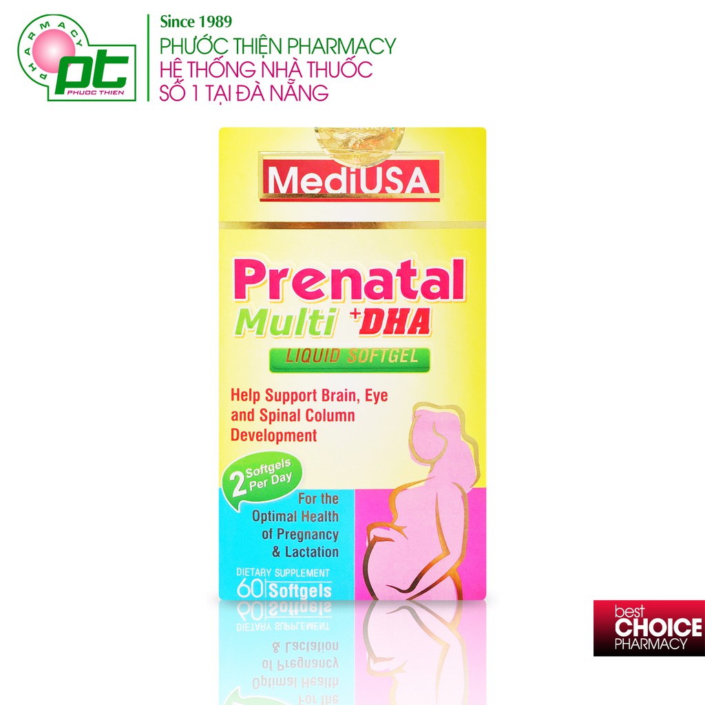 MediUSA Prenatal Multi + DHA Dinh Dưỡng Cho Phụ Nữ Mang Thai Lọ 60 Viên