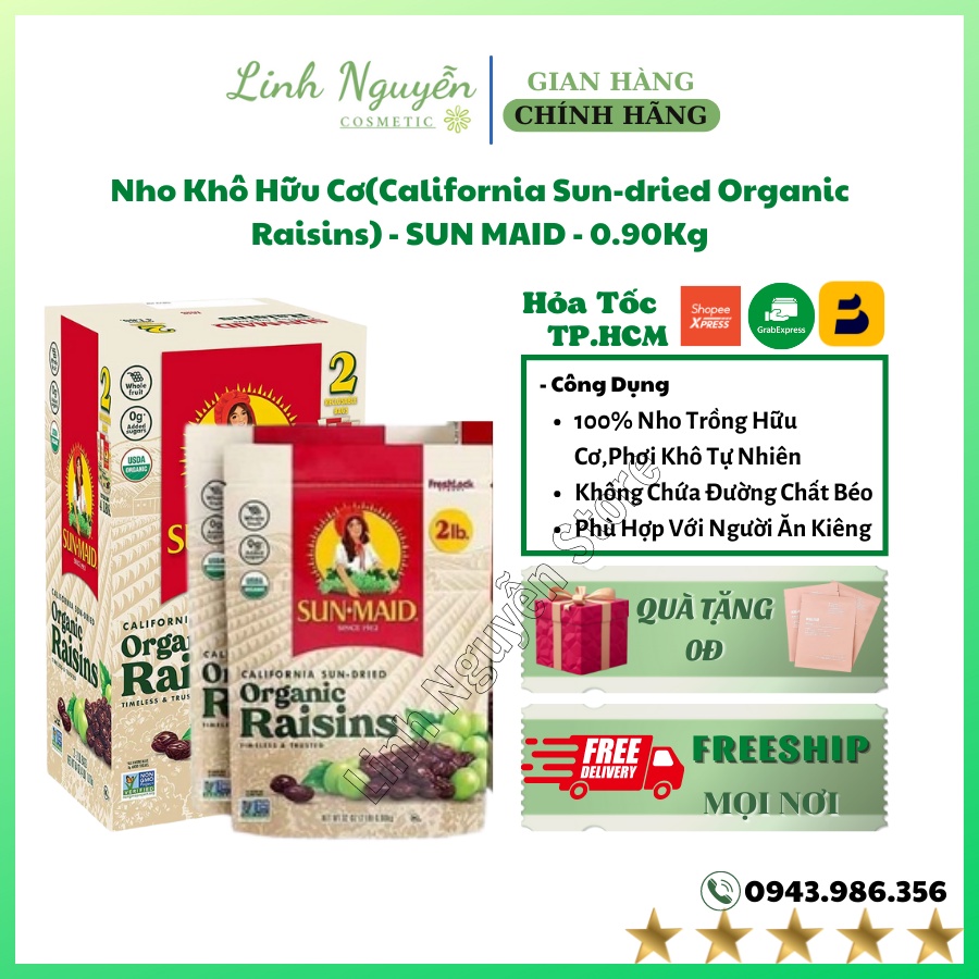 Nho Khô Hữu Cơ(California Sun-dried Organic Raisins) - SUN MAID - 0.90Kg