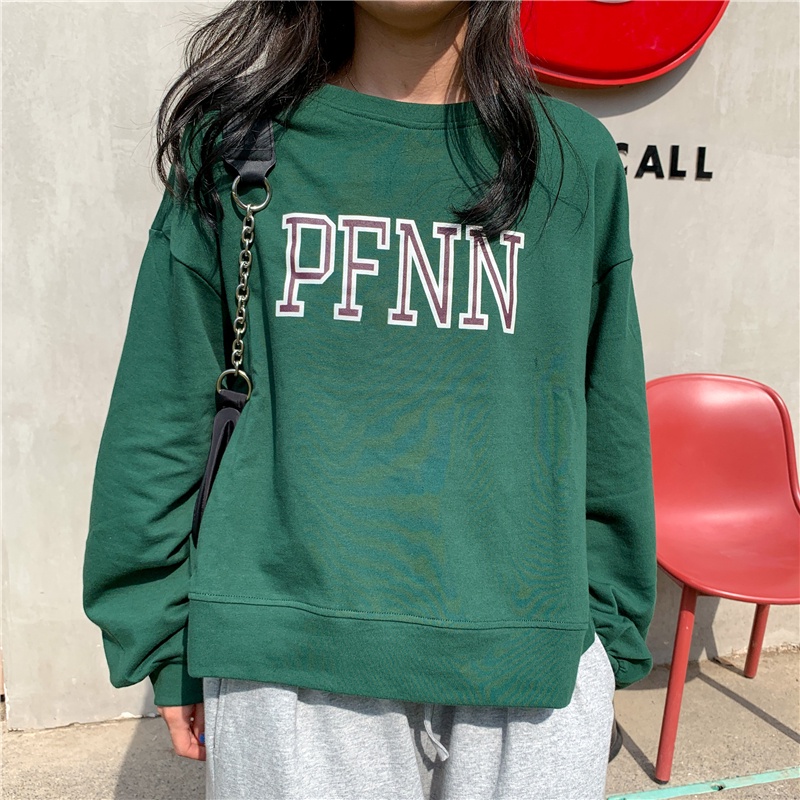 Áo Sweater Dáng Rộng Cổ Tròn In Chữ Kiểu Retro Hàn Quốc Thời Trang Mùa Thu Cho Nữ