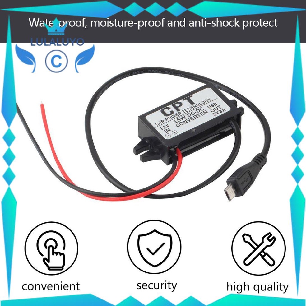 Mô Đun Chuyển Đổi Điện Áp Sạc DC Từ 12V Sang 5V 3A 15W Kèm Cáp Micro USB Cho Xe Ô Tô hando