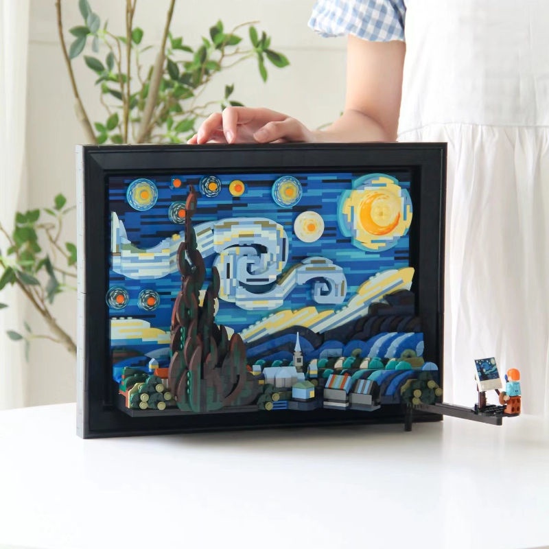 Đồ chơi giáo dục Lắp ráp Mô hình 21033 Night Bức Tranh Đêm Đầy Sao Vincent van Gogh The Starry Night