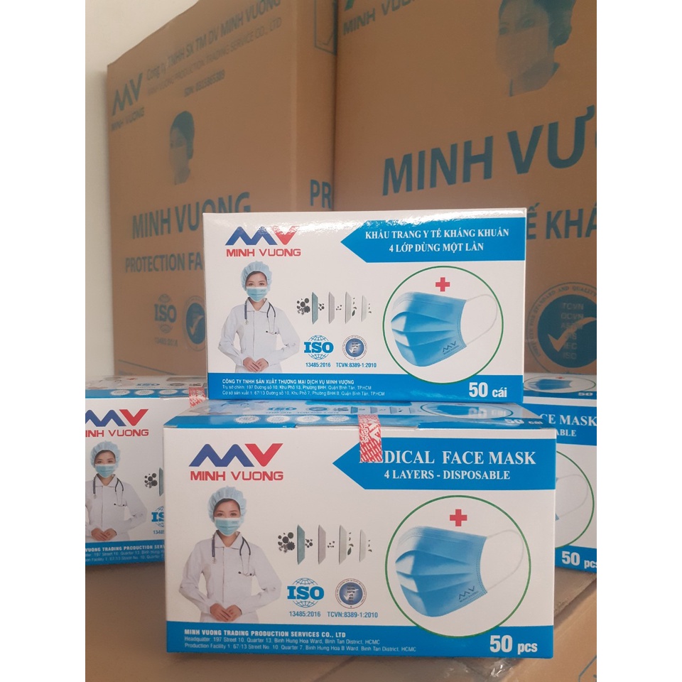 (MÃ SRMA9776 giảm 50% đơn 0Đ) Khẩu trang y tế 4 lớp Minh Vượng - kháng khuẩn và kháng bụi mịn