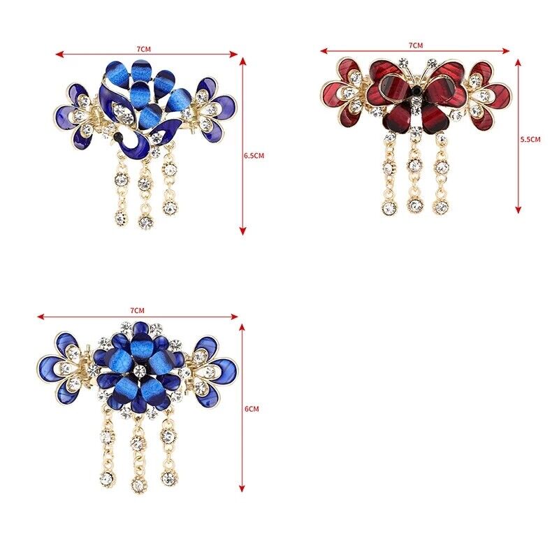 Kẹp tóc HAIMEIKANG đính đá hình hoa/chim công với tua rua cho phụ nữ