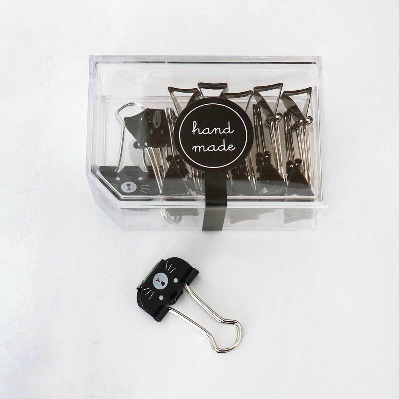 ⭐ iLado ⭐ 【12 PC】 Kẹp tài liệu mini Kẹp Bướm kẹp nhựa kẹp kim loại Văn phòng phẩm con mèo đen dễ thương màu đặc Học Sinh kẹp giấy đồ dùng học tập Acrylic Tiện Dụng Cho Học Sinh cho trường học văn phòng dễ thương