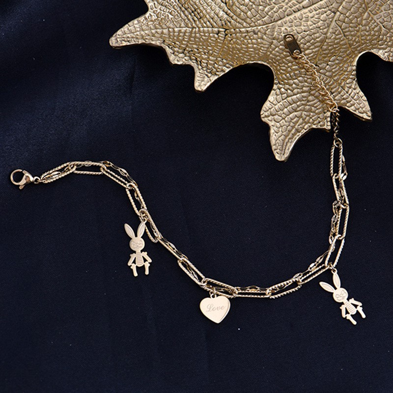 Vòng Tay Thép Titan Hình Thỏ Và Trái Tim Thời Trang Mùa Hè Hàn Quốc 2021 | BigBuy360 - bigbuy360.vn