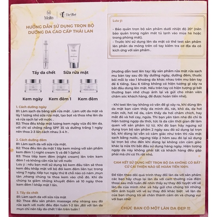 Dưỡng da cao cấp Thái Lan Malia (Bộ Mới 2022)