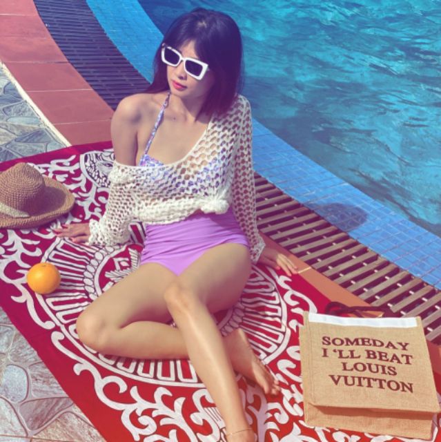 Bikini đi biển áo ốc xoắn gọng đệm dày- quần cạp cao ( tím hoa sim-hoa) | BigBuy360 - bigbuy360.vn