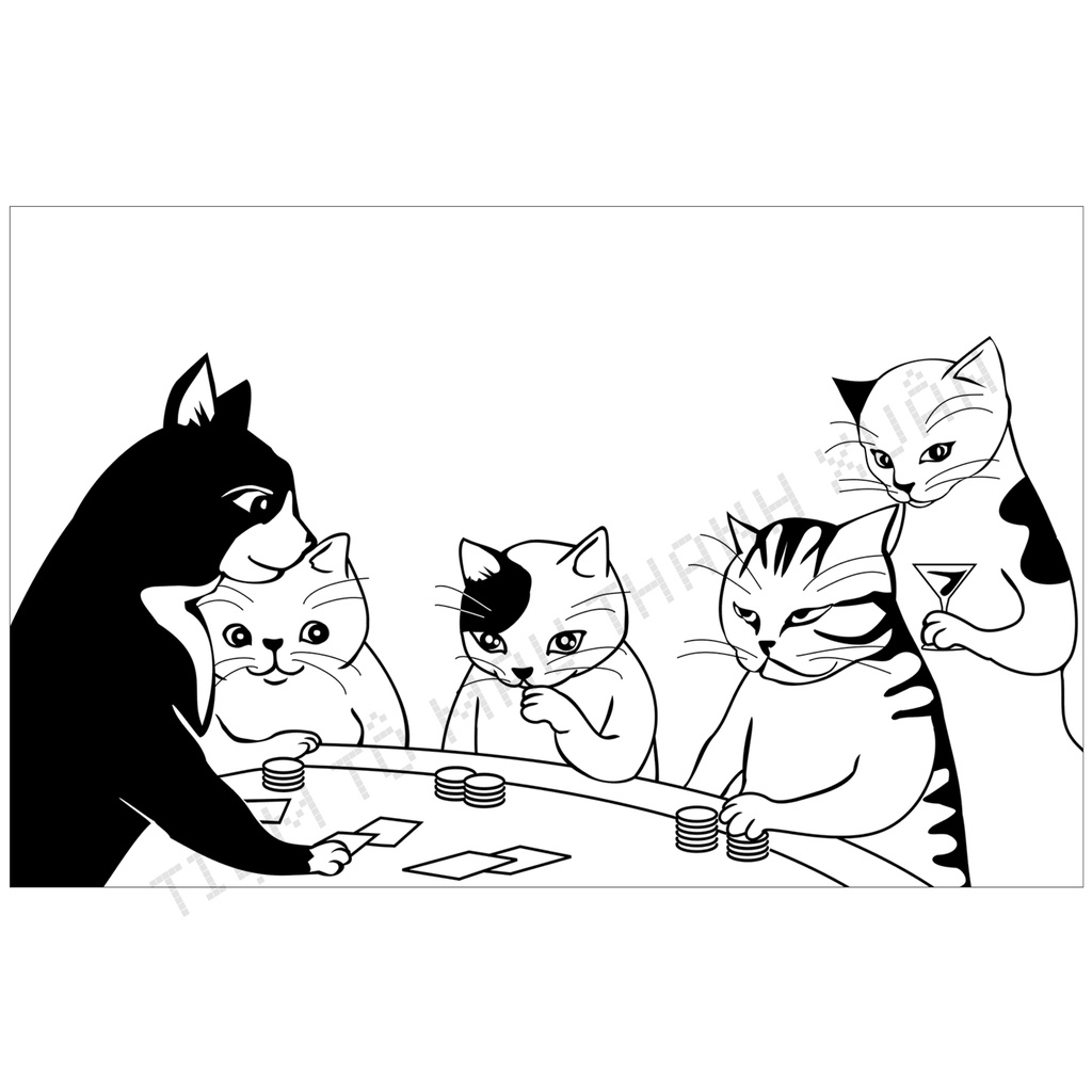 Set 30 Tờ Tranh Tô Màu Thế Giới Loài Mèo Vui Nhộn Tô Màu Sáp, Màu Chì - Tiệm Tô Màu Thanh Xuân