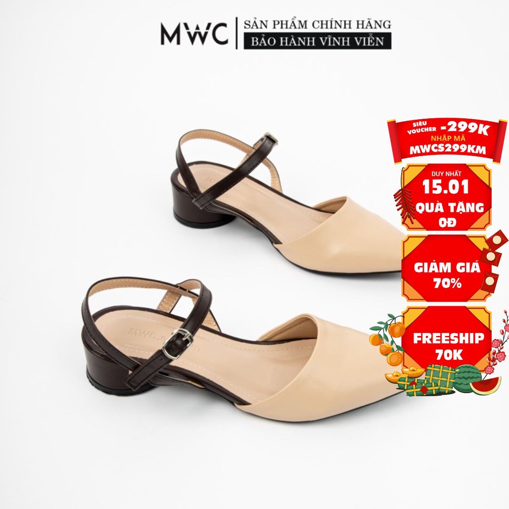 Giày Sandal Cao Gót MWC Đế Tròn 2CM Bít Mũi Basic Siêu Xinh NUCG-4202