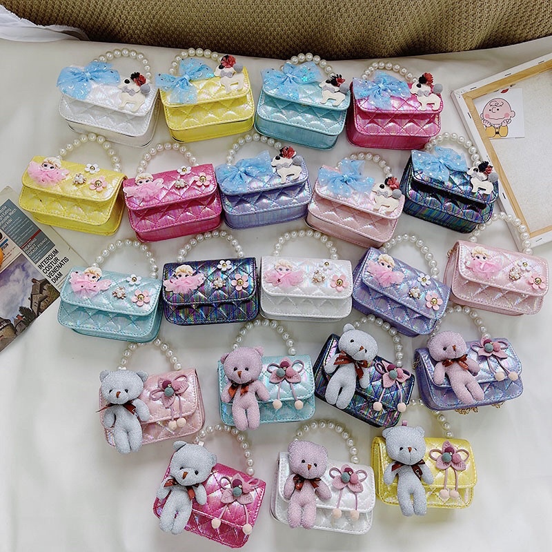 Túi xách mini, đeo chéo đính ngọc trai nhân tạo thời trang xinh xắn cho bé gái