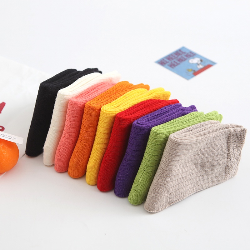 tất trẻ em Vớ Cotton Co Giãn Giữ Ấm 10 Màu Sắc Macaron Dành Cho Trẻ Sơ Sinh 0-8 Tuổi