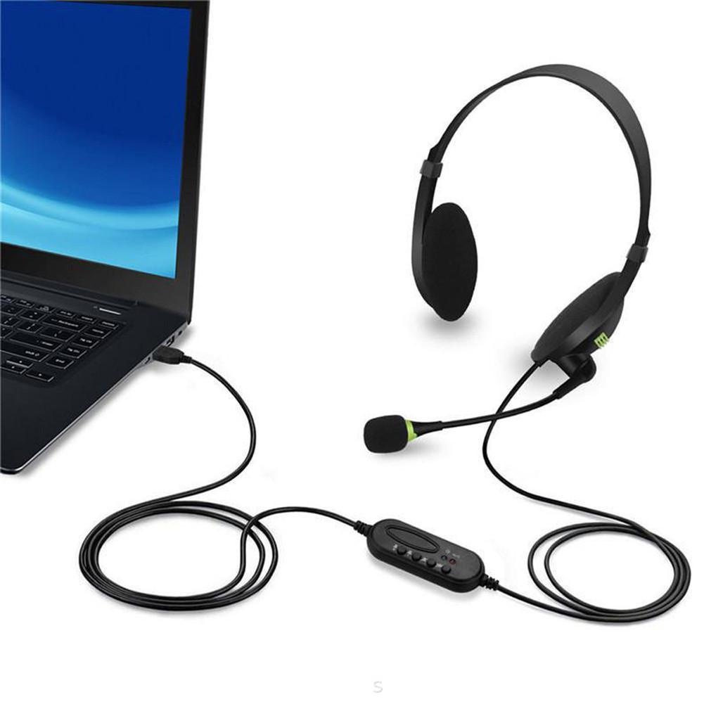 USB Wired Gaming Headset Headphones With Flexible Microphone Noise Canceling Call Clear Universal Accurate Design For Computer PC Laptop Mac