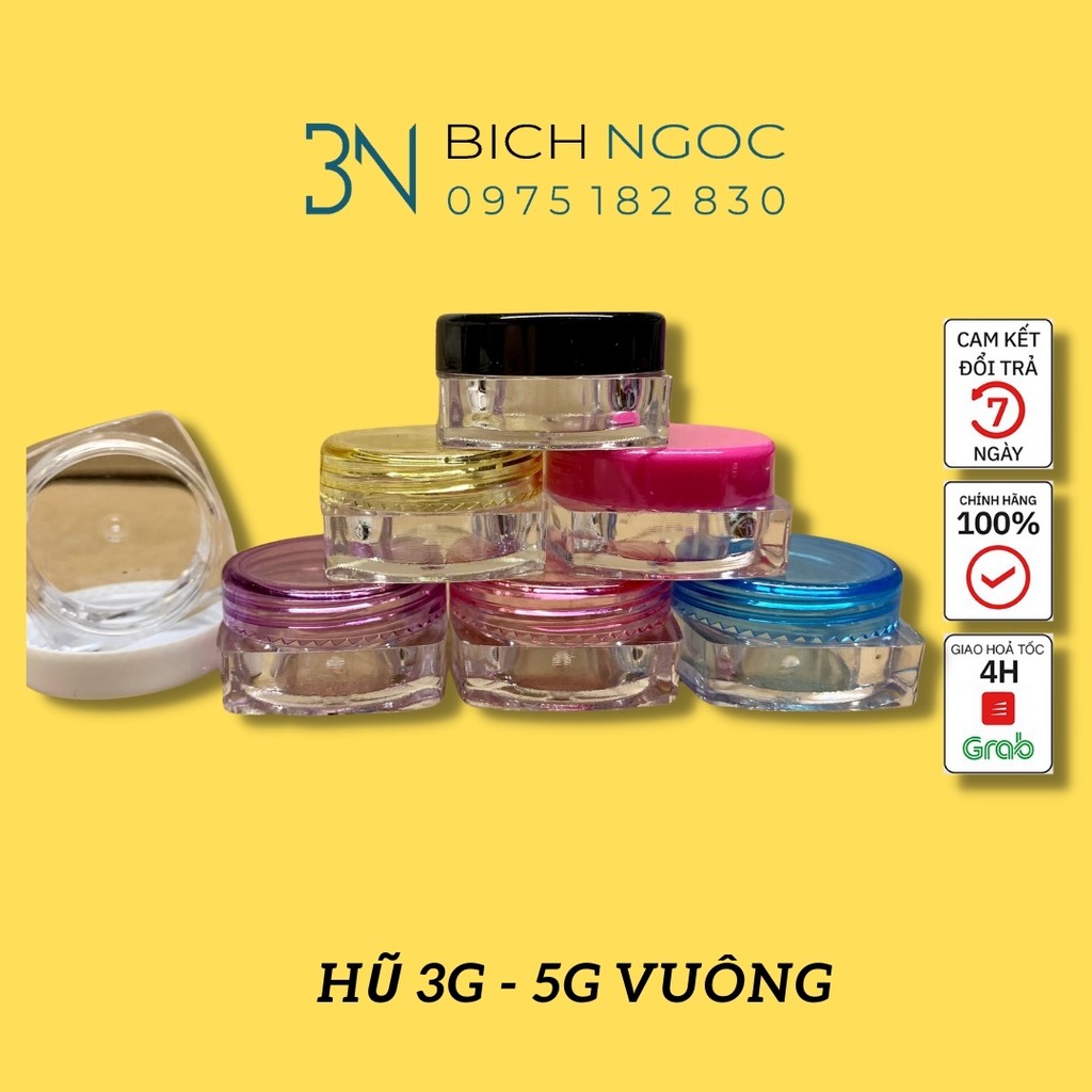 Hũ chiết mỹ phẩm,hũ chiết nhựa 3G 5G vuông