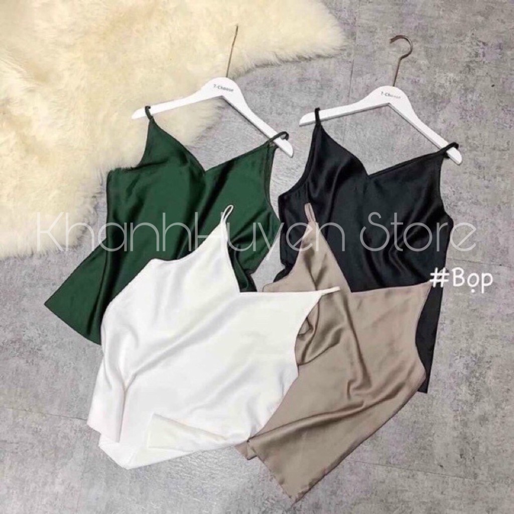 [Mã WASKT410K giảm 10K đơn 50K] Áo hai dây lụa KH010, áo 2 dây nữ chất lụa satin cao cấp mềm mát nhiều màu