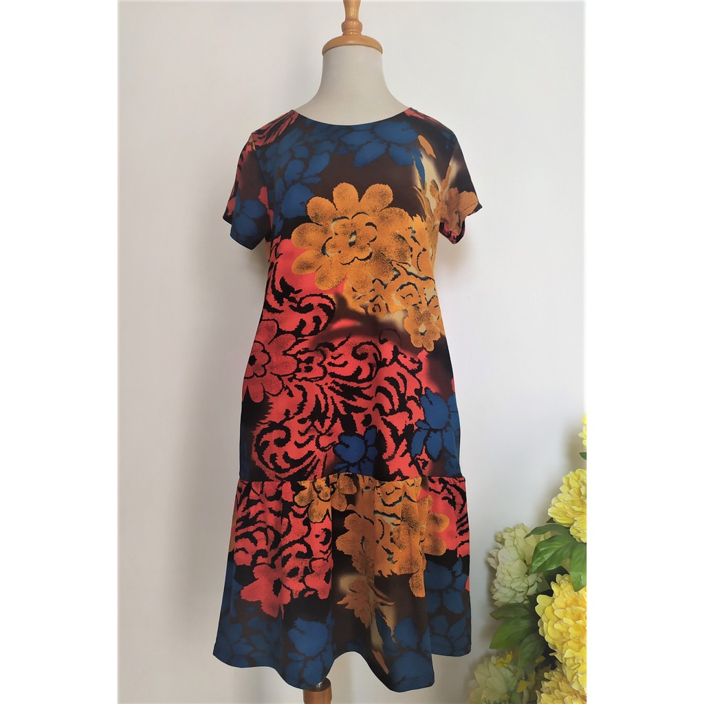 Váy Đầm Trung Niên Nhún Bèo Babydoll - Vải Thun Co Giãn - Có Size 55KG - 80KG. | BigBuy360 - bigbuy360.vn