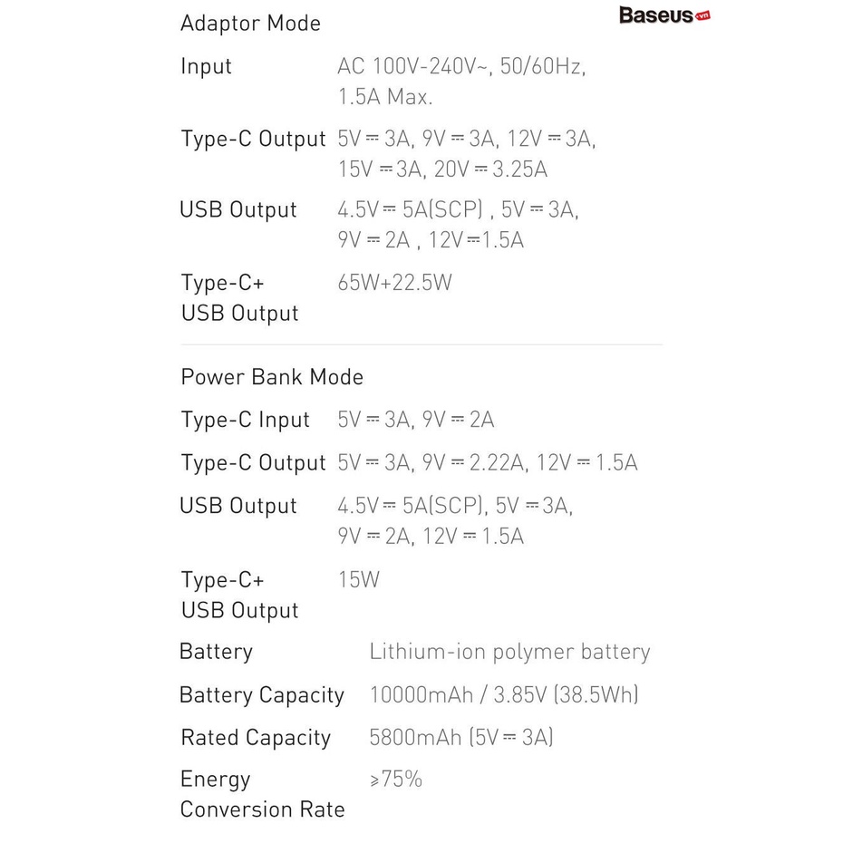 Bộ Sạc Nhanh Đa Năng Baseus GAN 2in1 Quick Charger 87W Tích Hợp Pin Sạc Dự Phòng 10000mAh