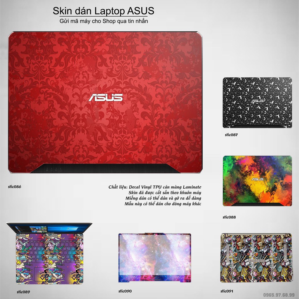 Skin dán Laptop Asus in hình Hoa văn sticker _nhiều mẫu 15 (inbox mã máy cho Shop)