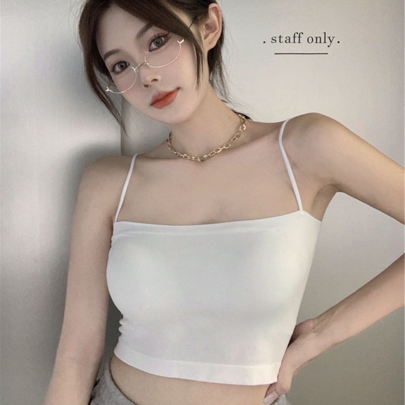 Áo hai dây có mút đệm ngực màu trơn cho nữ