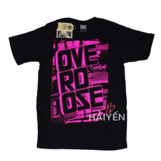 Áo thun OverDose Thái Lan màu đen in chữ OverDose trên nền hồng đậm T0044