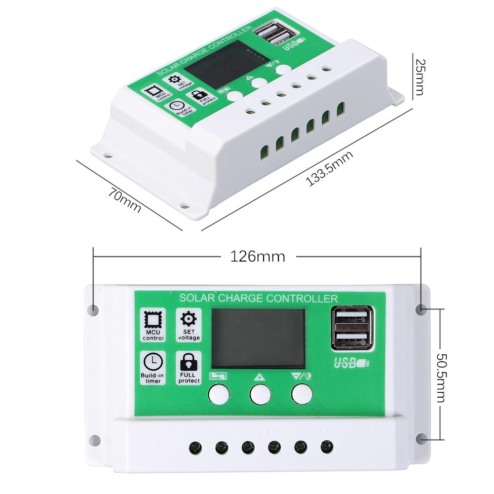 Bộ điều khiển sạc năng lượng mặt trời 12V pin lithium màn hình PWM r Bộ sạc bảng điều khiển năng lượng mặt trời