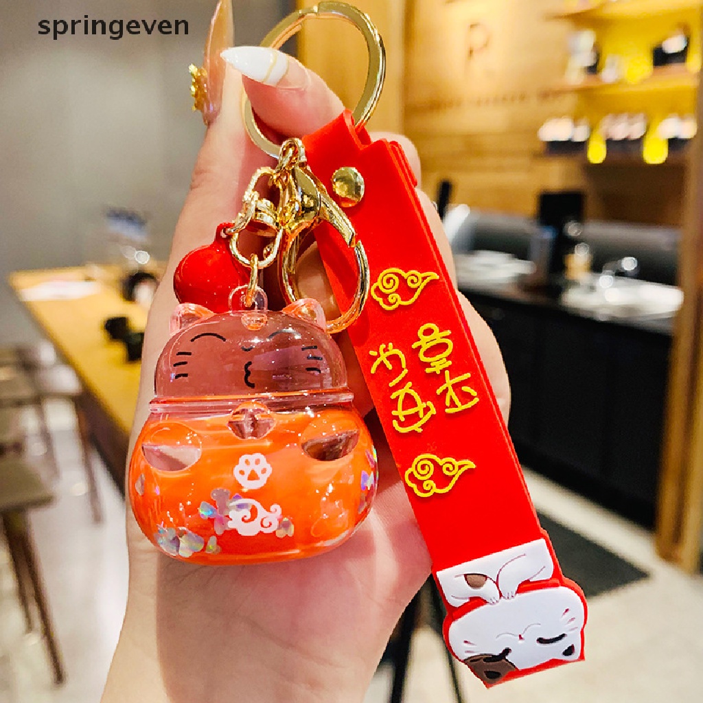 Móc Khóa Nhựa Acrylic Trong Suốt Hình Mèo May Mắn Sáng Tạo