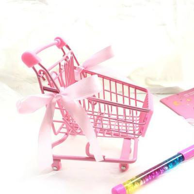 Xe Đẩy Siêu Thị ❤️ Xe Đẩy Đồ Chơi Mini Chất Liệu Thép Không Rỉ Trang Trí Bàn Học