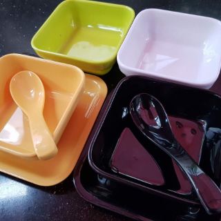10 Bộ Bát ăn chè kèm thìa ( bát vuông)