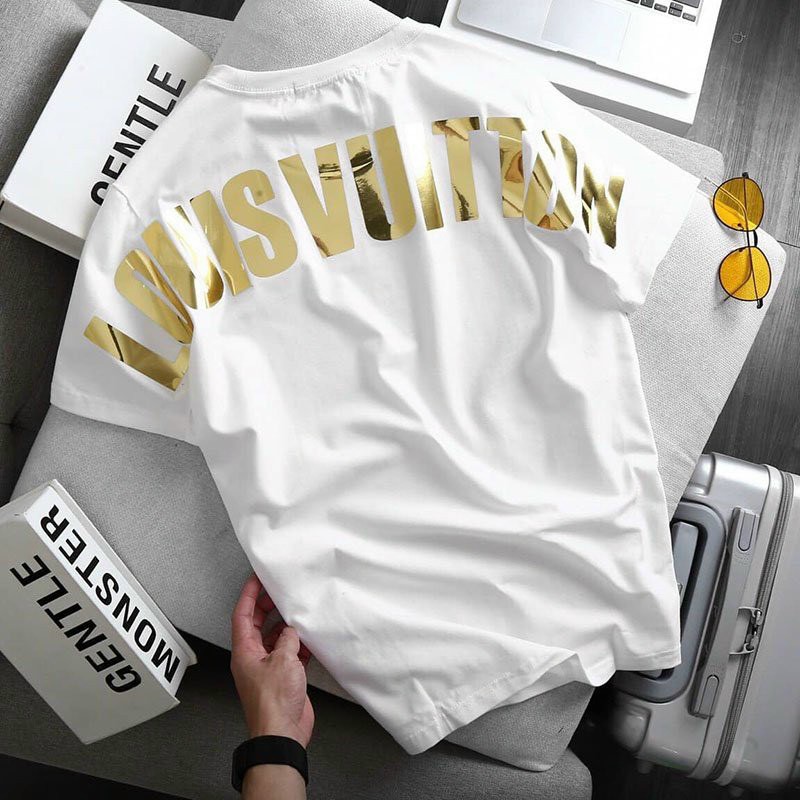 Áo thun nam nữ unisex tay lỡ in nhũ vàng chất thun co giãn 4 chiều