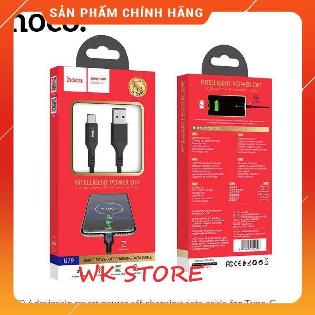 Cáp sạc hoco u79 tự ngắt thông minh cho iphone,type c,micro,BH 1 năm