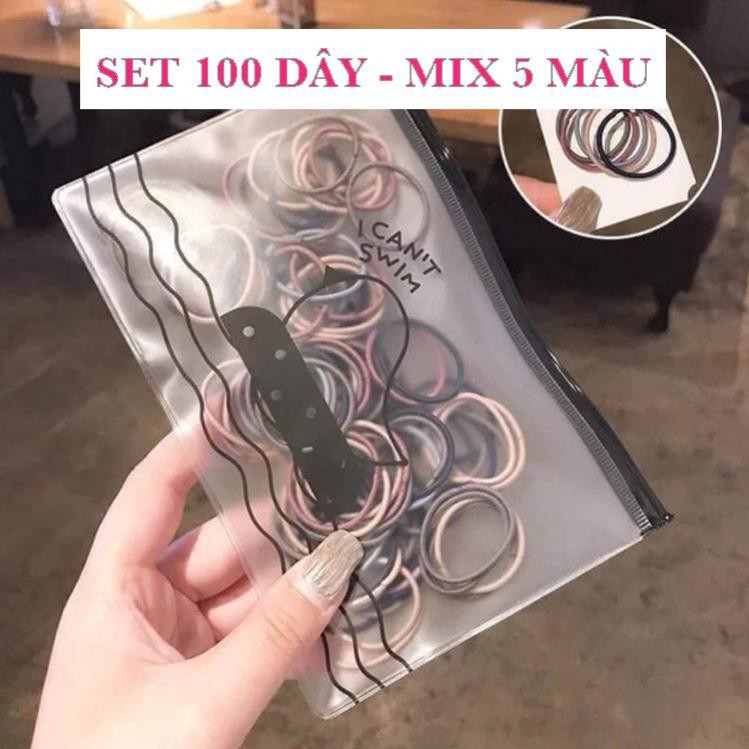 [RẺ VÔ ĐỊCH❤️]SET 100 DÂY BUỘC TÓC DẠNG THUN MIX 5 MÀU