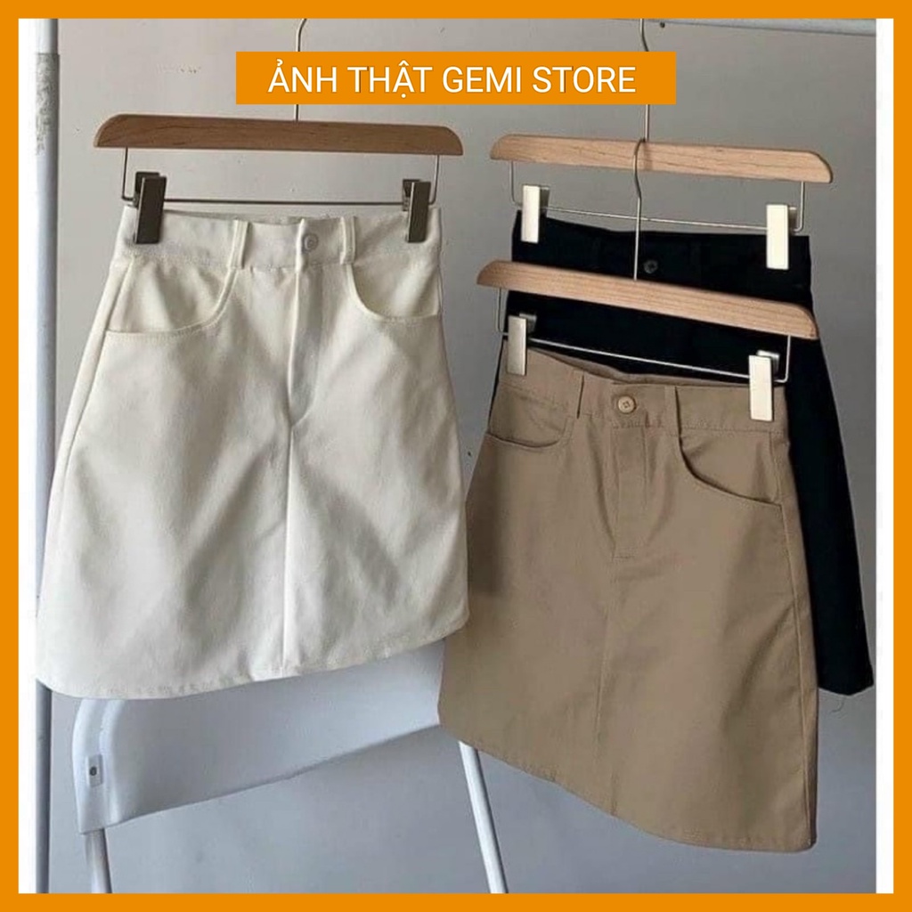 Chân Váy Kaki Nữ Gemi Dáng A Bassic Lưng Cao Lên From Xinh Ma506