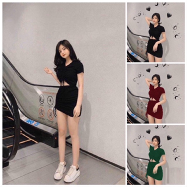 Set Áo CRT rút ngực kèm chân váy (Set Rút Ngực)