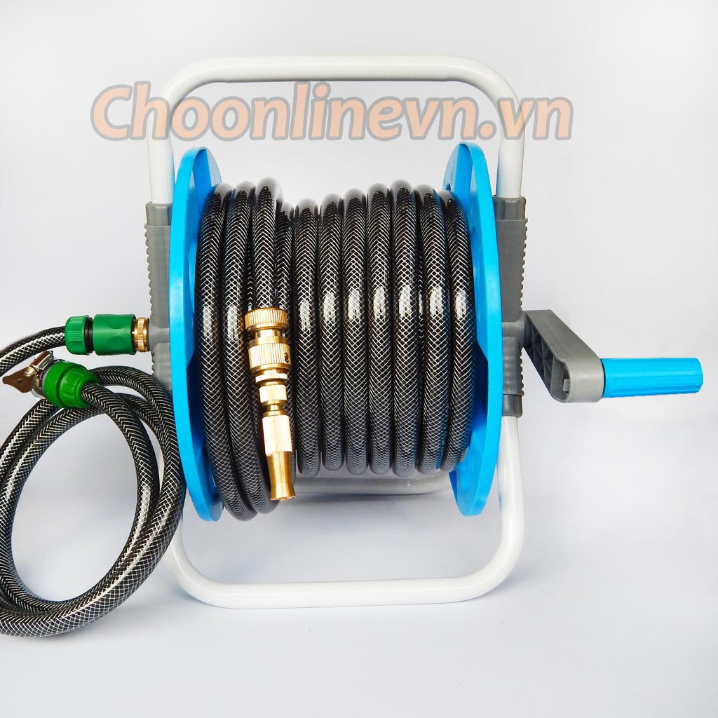 Bộ khung quấn dây dài 20m, 30m kèm béc đồng cao cấp dùng xịt rửa, tưới cây, vệ sinh gia đình
