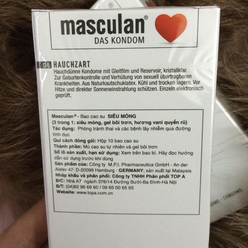 Bao cao su siêu mỏng Masculan® Pur hộp 10 cái - CẢM GIÁC SỐNG ĐỘNG GIỐNG NHƯ DA THẬT