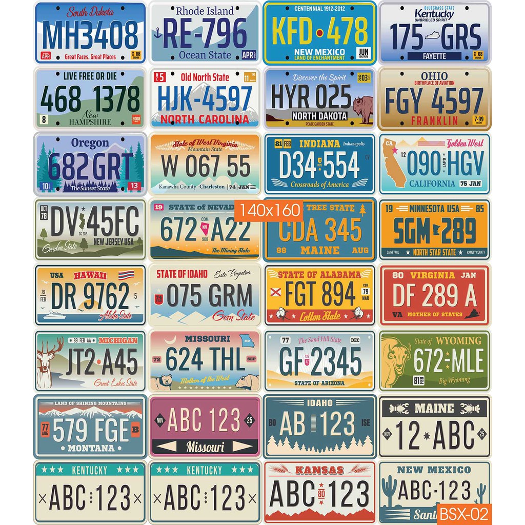 Combo Set 32 tờ Decal biển số xe dán tường siêu đẹp