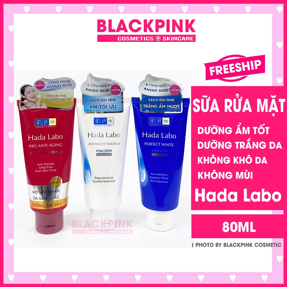 Sữa rửa mặt Hada Labo cấp ẩm chuyên sâu, dưỡng trắng trẻ hóa làn da 80g