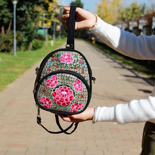 Balo vải thêu hoa hình bầu tròn nhỏ xinh xắn - T01BL7832