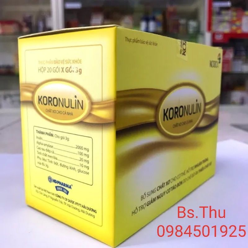 Koronulin chất xơ cho cả nhà (hộp 20 gói) Kozonulin bổ sung chất xơ, hỗ trợ nhuận tràng, giảm táo